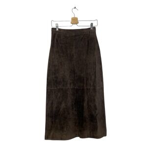 Womens Brown Suede Maxi Skirt sz 10 Y2k Prairie Western Boho Preswick‎ & Moore